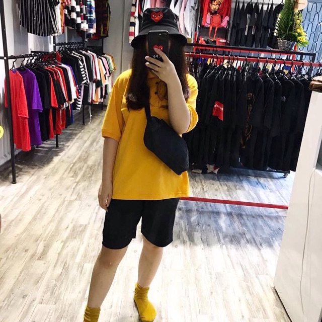 Áo polo trơn màu vàng. Basic polo. Áo unisex
