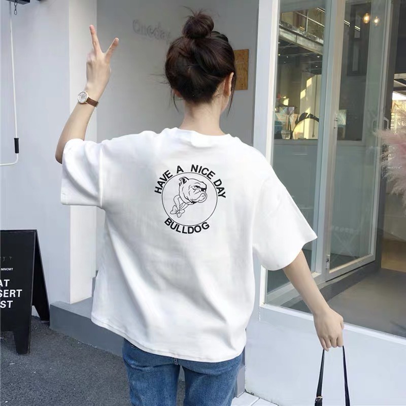[ KÈM ẢNH THẬT ] Áo thun cotton BULL DOG tay lỡ cực xinh