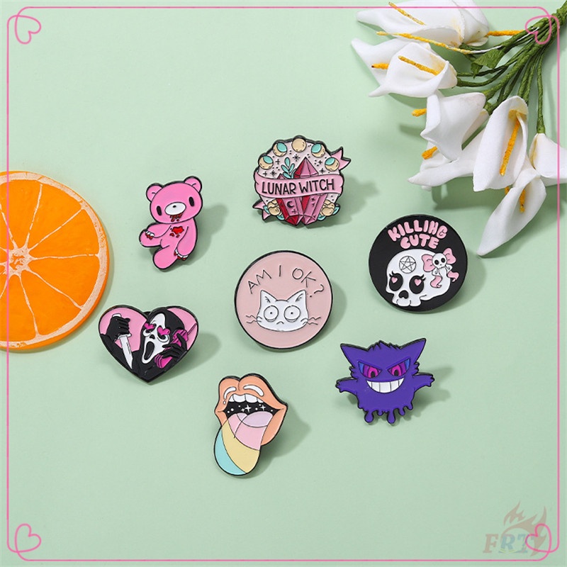 ★ Ghim Cài Áo Hình Phù Thủy / La Hét / Gengar Màu Hồng Dễ Thương ★ 1 Huy Hiệu Gài Áo Hình Đầu Lâu