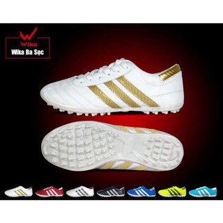 [ RẺ VÔ ĐỊCH ] Giầy đá bóng phủi 3 sọc CT3 màu trắng sọc vàng ( giầy bóng đá đế TF )