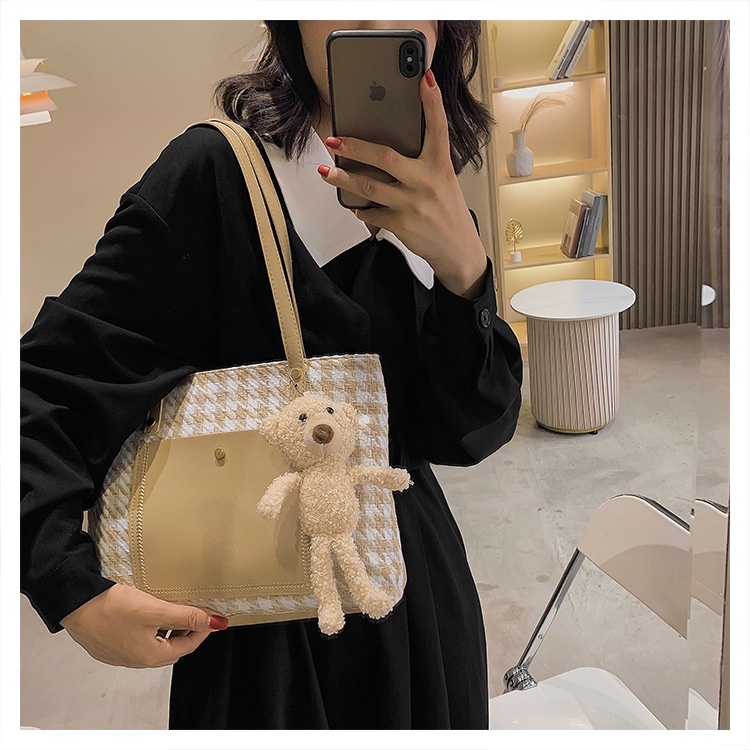 Túi xách đeo vai JASMIN NOIR hình vuông cỡ lớn làm từ vải canvas thiết kế đơn giản thời trang dễ thương cho nữ