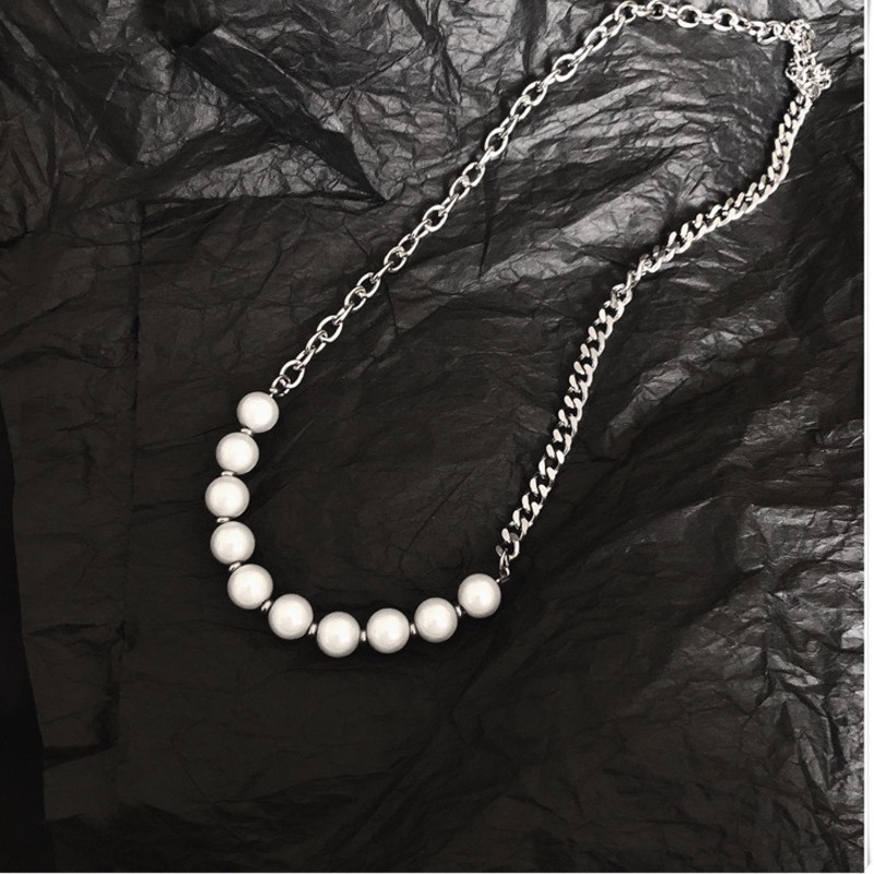 Vòng cổ Đính Ngọc Trai Phản Quang Phong Cách Hip Hop Cá Tính