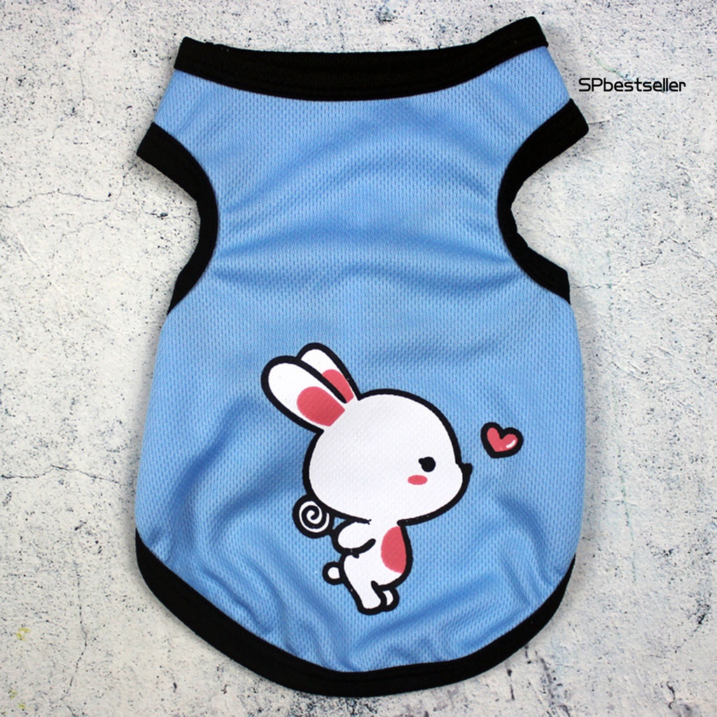 Áo sát nách in họa tiết hoạt hình phối lưới thoáng khí thời trang mùa hè cho thú cưng
