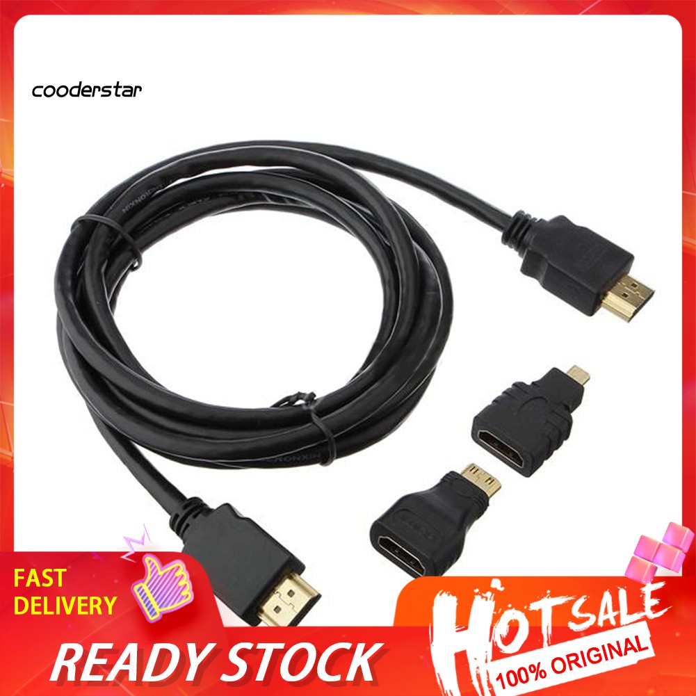 Bộ Cáp Hdmi 3 Trong 1 Kèm Đầu Chuyển Đổi Micro Hdmi + Đầu Chuyển Đổi Mini Hdmi