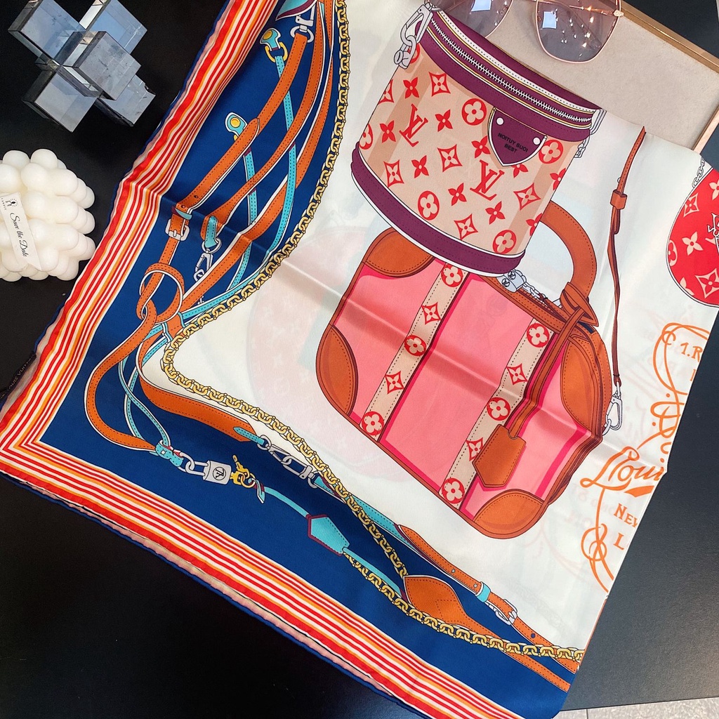 Khăn Choàng Cổ Vuông Bằng Lụa In Họa Tiết Thời Trang Kích Thước 35.4 * 35.4 inch