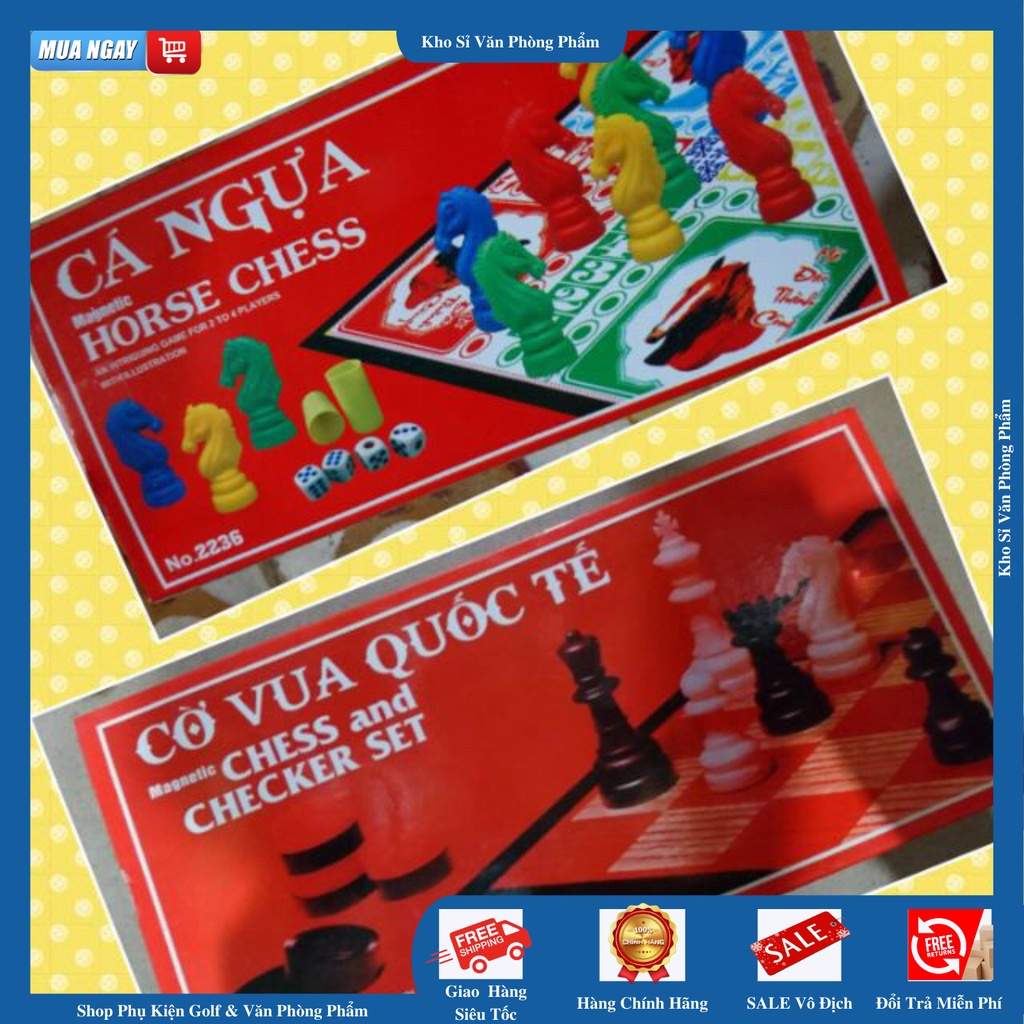 Bộ Trò Chơi CỜ VUA,CÁ NGỰA Nam Châm (KT bàn 27x27cm)