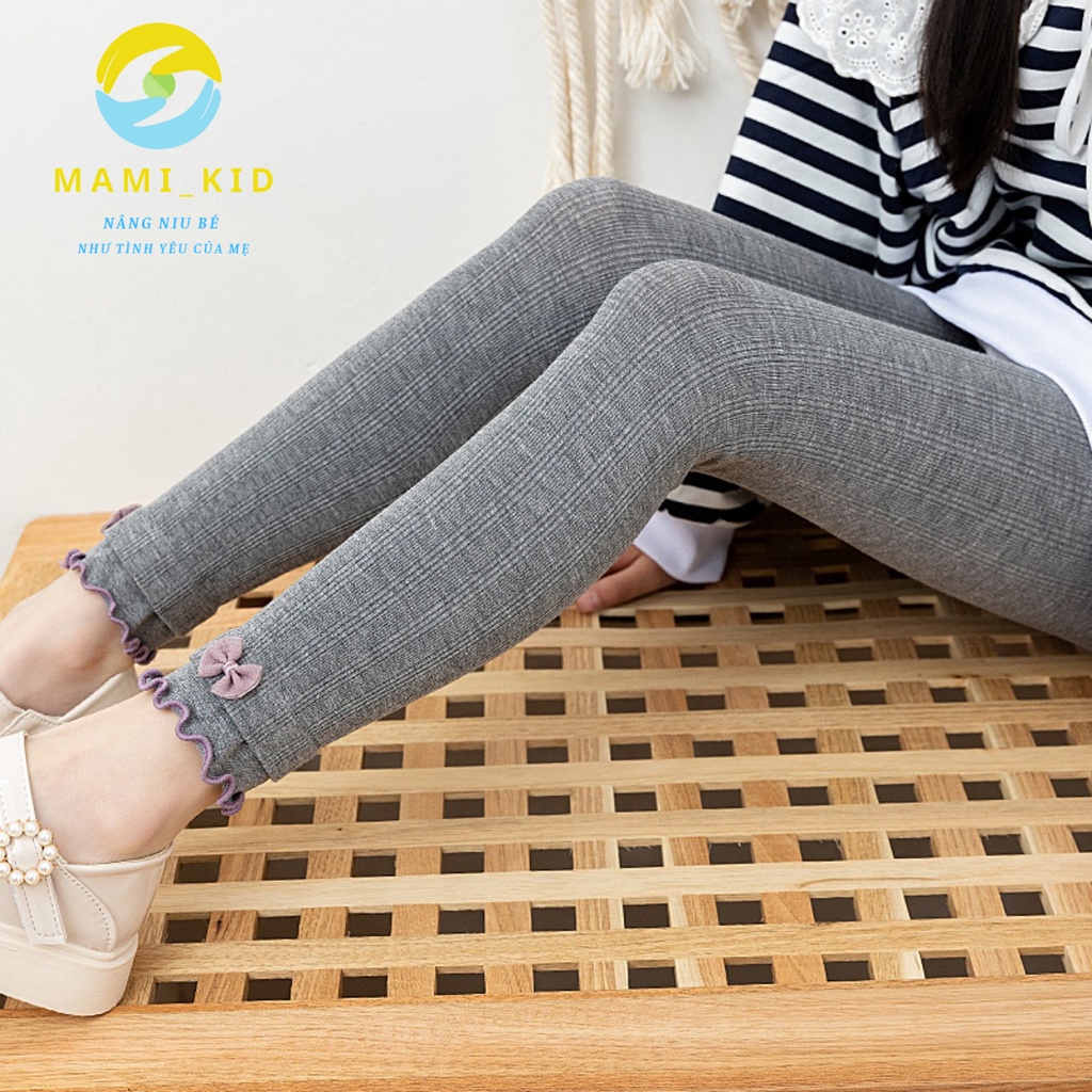 Quần Legging Cho Bé gái len tăm dày đẹp, siêu Co giãn, 10-38kg thiết kế xoắn gấu điệu đà, shop MAMIKIDS