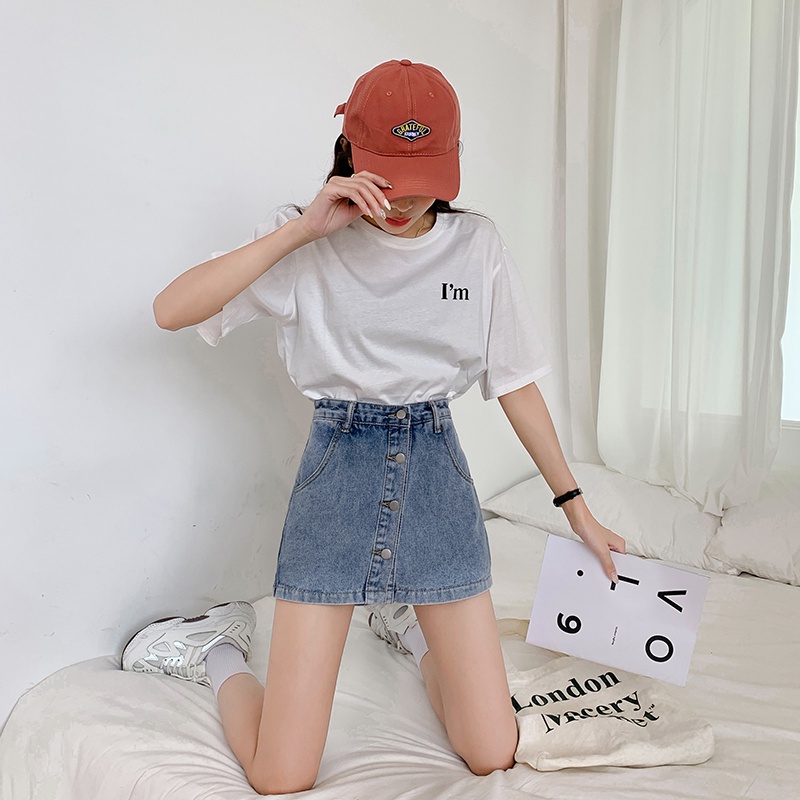 Quần short denim ống rộng lưng cao thời trang mùa hè Hàn Quốc cho nữ