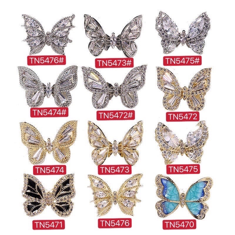 Charm bướm cao cấp đính đá - loại rung lò xo siêu sáng