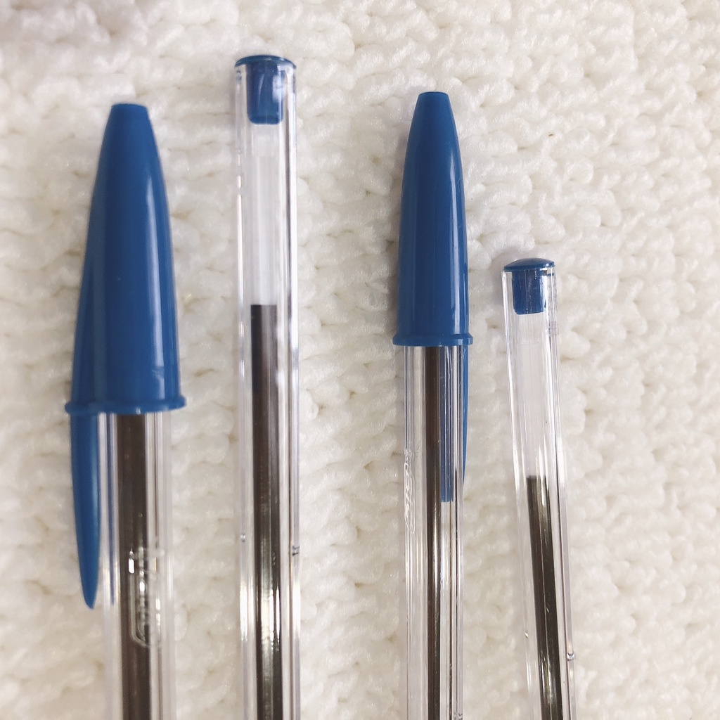 Combo 4 bút bi Bic XANH pen tapping thân trong Cristal