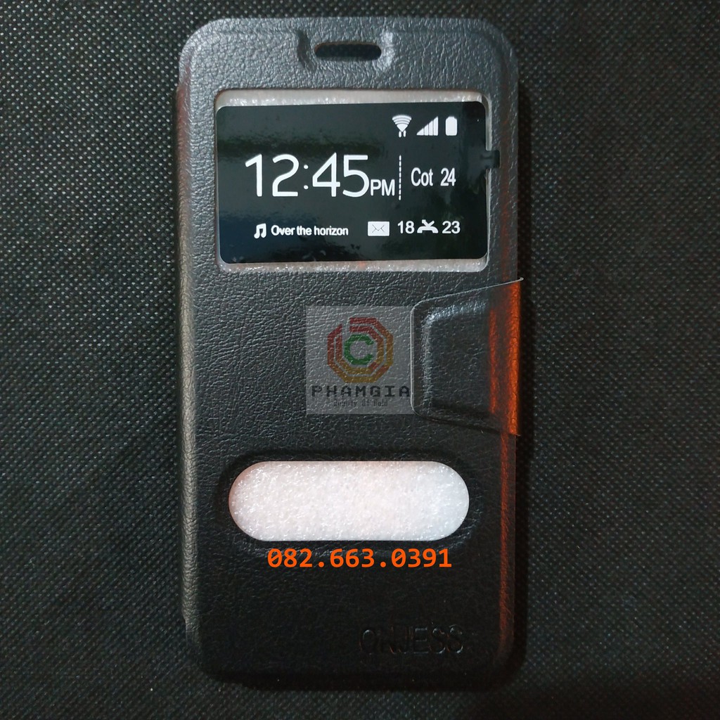 Bao da Oppo A83 có đồng hồ xem giờ, chất liệu da sang trọng