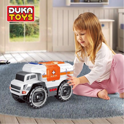 Đồ chơi Xe Cảnh Sát ,Xe Cứu Hào,Xe Cứu Thương ,Xe Công Trình -DUKA TOYS - Kết hợp ánh sáng và âm thanh