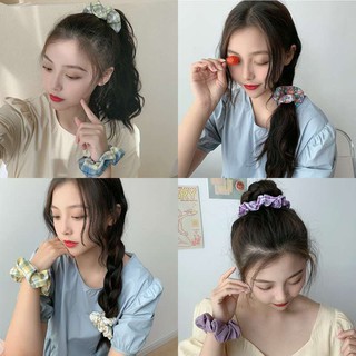 Dây buộc tóc, cột tóc vải scrunchies caro cao cấp Orin