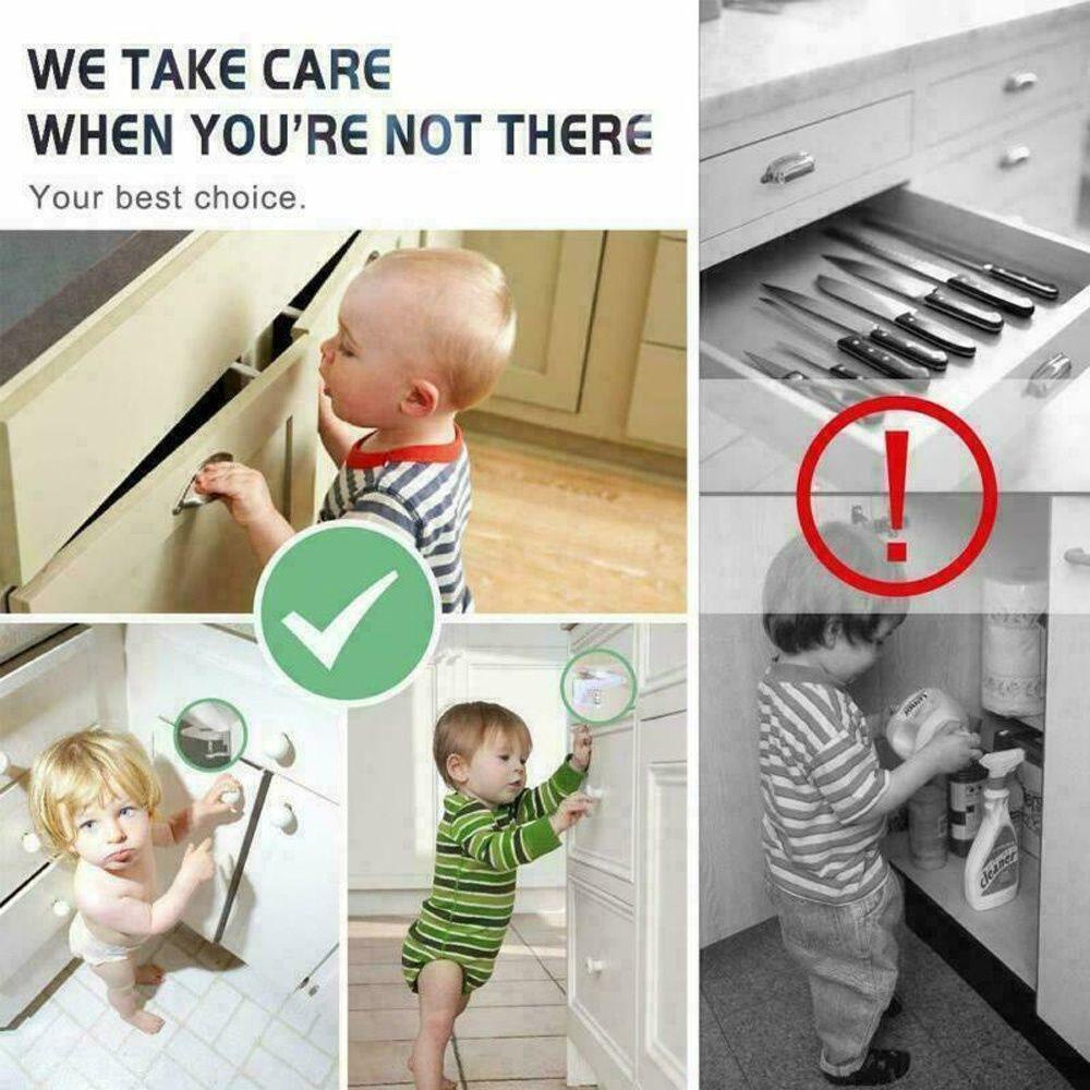 LONTIME Set 10 Khóa Ngăn Kéo Tủ Vô Hình Bảo Vệ An Toàn Cho Bé