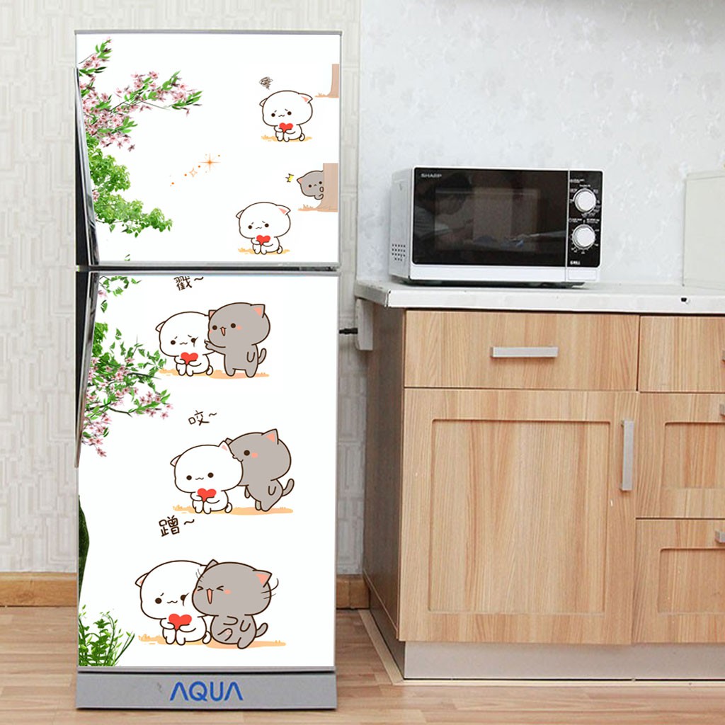 Decal trang trí tủ lạnh mẫu Thú Cute