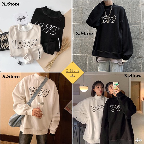 Áo Sweater Nam Nữ 1976 - Áo Thu Đông Chất Nỉ Ngoại Mềm Mịn 2 Màu Đen Trắng Unisex X.Store | BigBuy360 - bigbuy360.vn