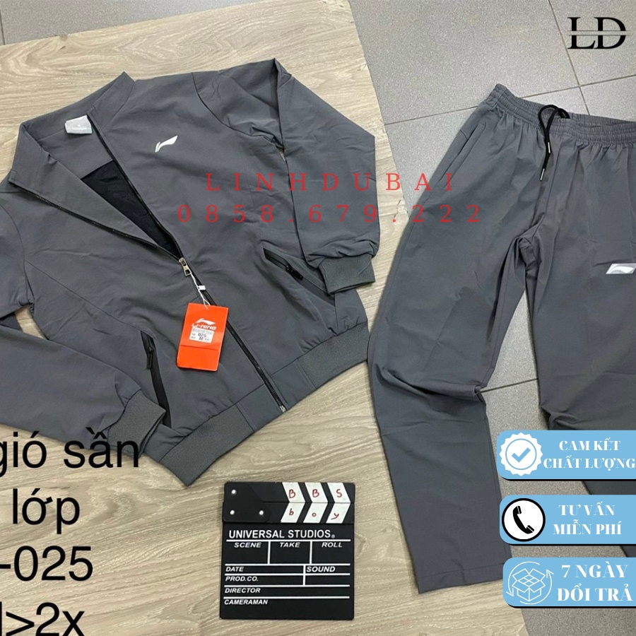 Bộ gió nam lining, bộ thể thao nam chất liệu gió sần cao cấp thiết kế mới nhất 2023