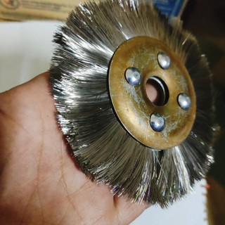 Bánh cước inox 100mm, đánh khe kẽ, sợi cước inox mềm chà kim loại