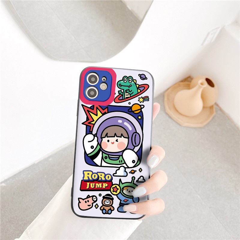 Ốp lưng iphone Roro space cạnh vuông chống sốc cho iphone 11 7plus 8plus x xsmax 11pro max 12pro 12promax13promax tr286