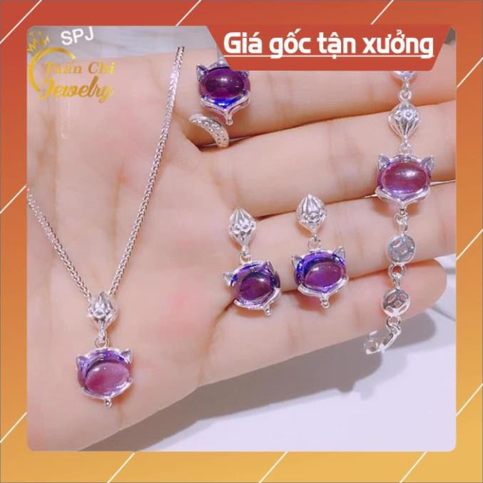 Set Hồ Ly Bạc 🍁 SALE SỐC 🍁 Bộ Trang Sức Hồ Ly Bạc Cao Cấp Kết Hợp Đá Phong Thủy Theo Mệnh Mang Lại May Mắn FREE SHIP