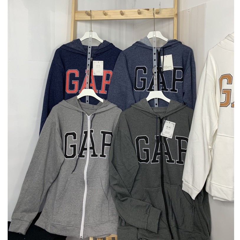 Áo khoác nỉ nam nữ GAP có mũ khóa kéo zip Cheapy phom rộng hodddie freesize xanh ghi trắng local brand C579