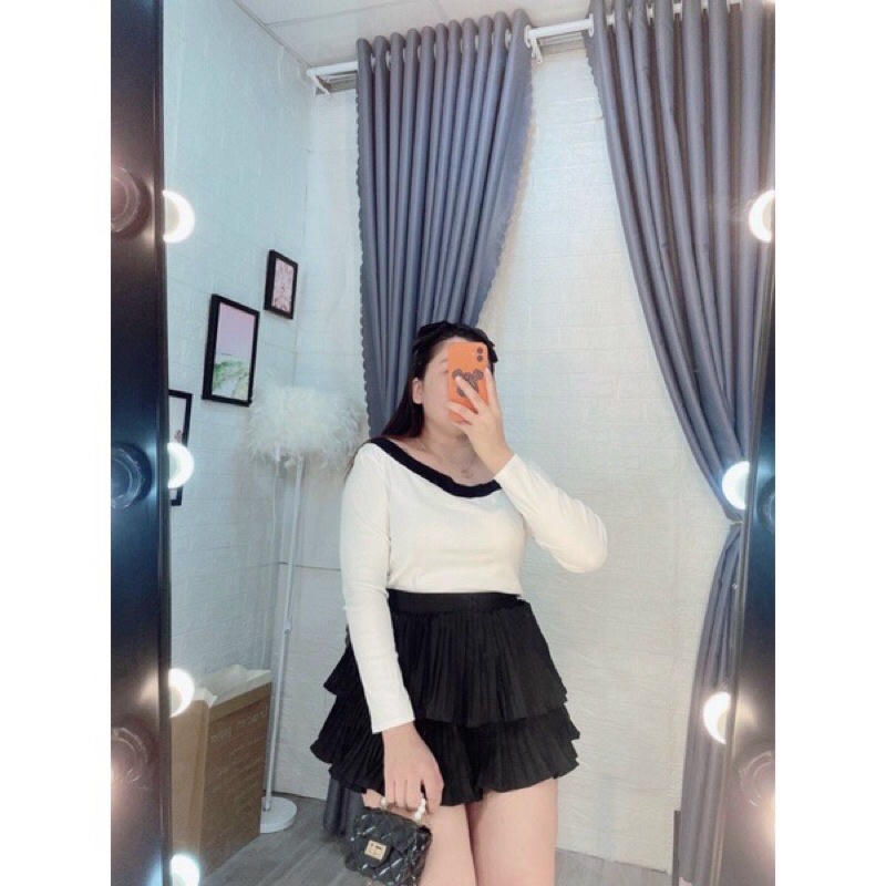 Chân váy tầng xếp ly bigsize 5590kg hình thật