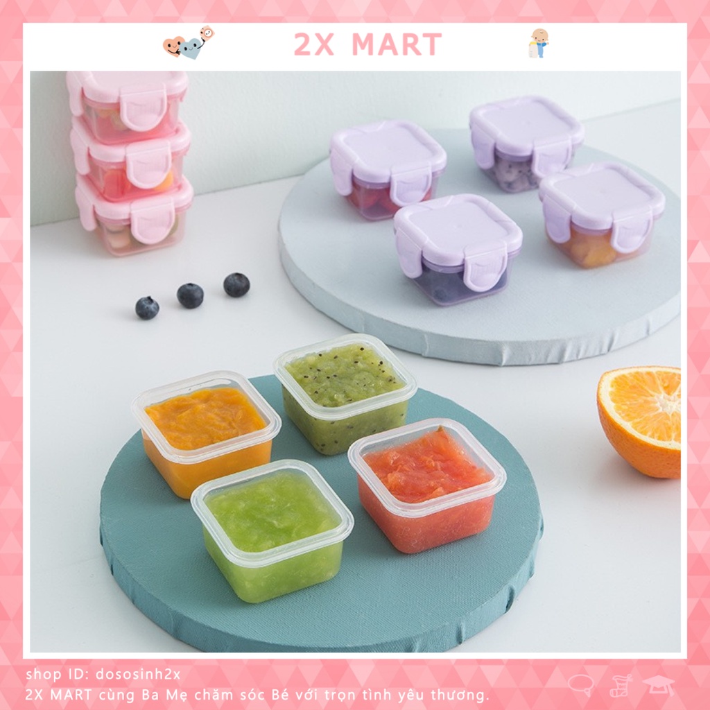 Hộp Trữ Đông ,Khay Trữ Đông Có Nắp 60ml Bảo Quản Đồ Ăn Dặm Cho Bé Chống Rò Rỉ 2x Mart