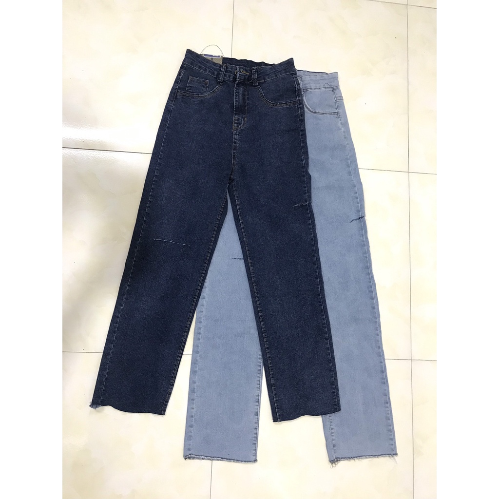Quần jeans nữ,quần bò nữ ống đứng rách loe xuông lưng cao co dãn