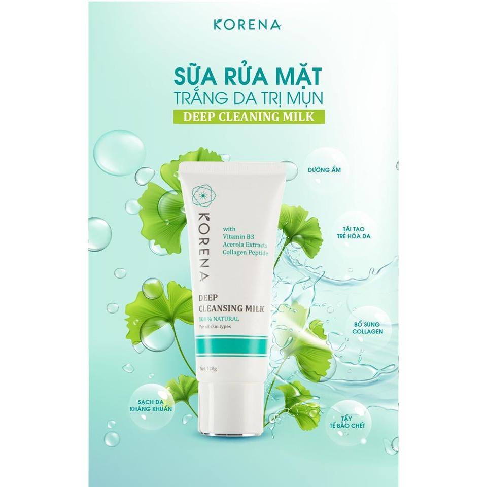 SỮA RỬA MẶT CHUYÊN SÂU DEEP CLEANSING MILK KORENA [ Chính Hãng]