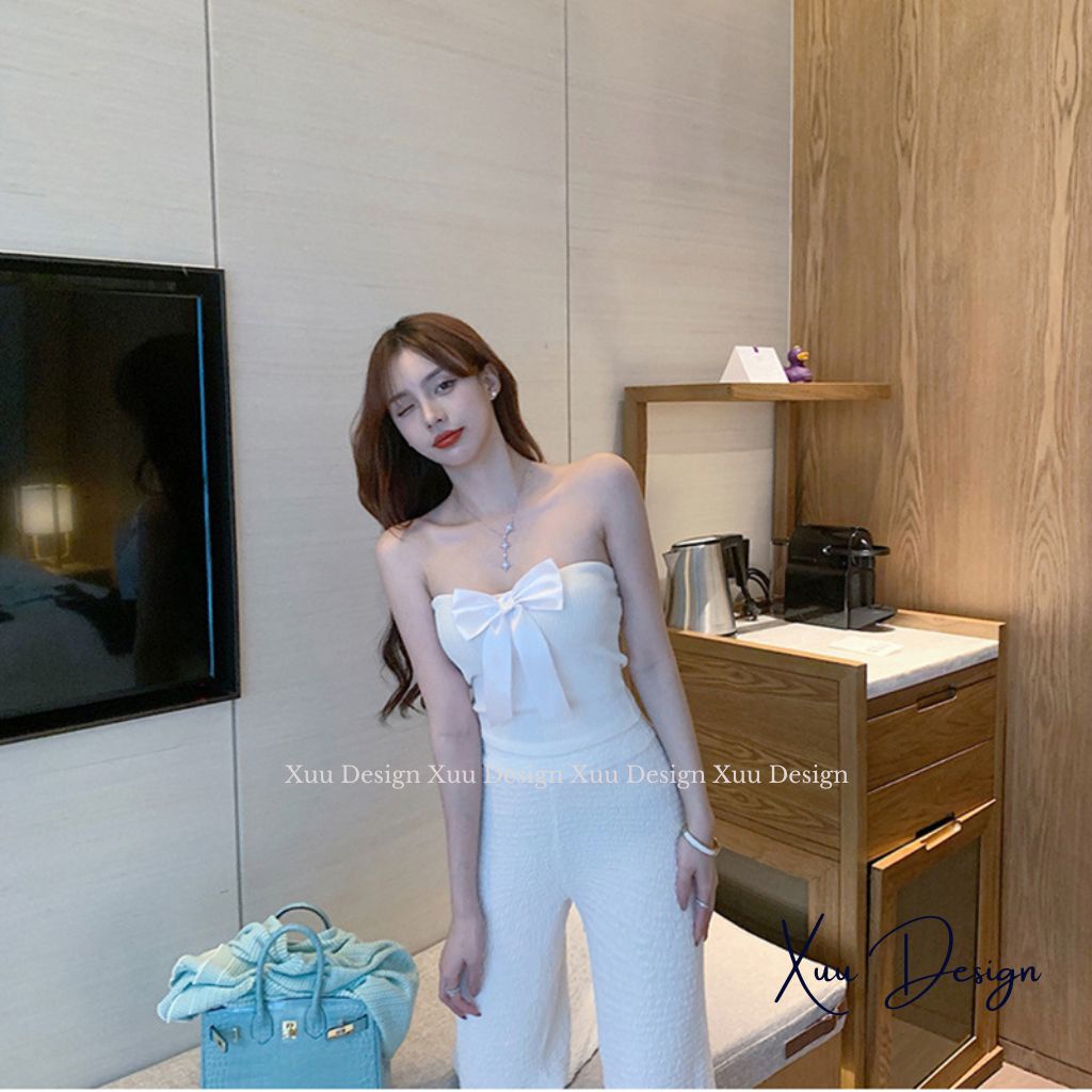 Áo bra nữ không dây phối nơ ngực Xuu, vải cotton cao cấp co dãn 4 chiều tặng kèm dây áo trong suốt - BR18