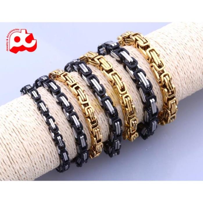 Lắc tay cao cấp titan nam đẹp sang trọng thép không gỉ kiểu ziczac vuông PT JEWELRY kích cỡ 7mm PTLTNA84