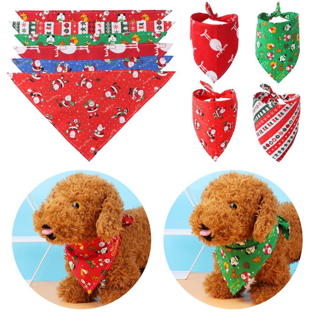 Khăn Choàng Cổ Tam Giác In Họa Tiết Ông Già Noel Cho Thú Cưng