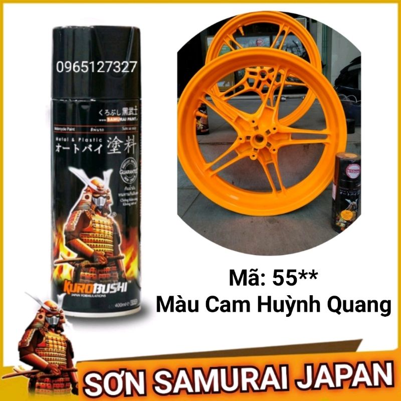 Combo sơn xịt samurai Japan màu cam huỳnh quang 55**