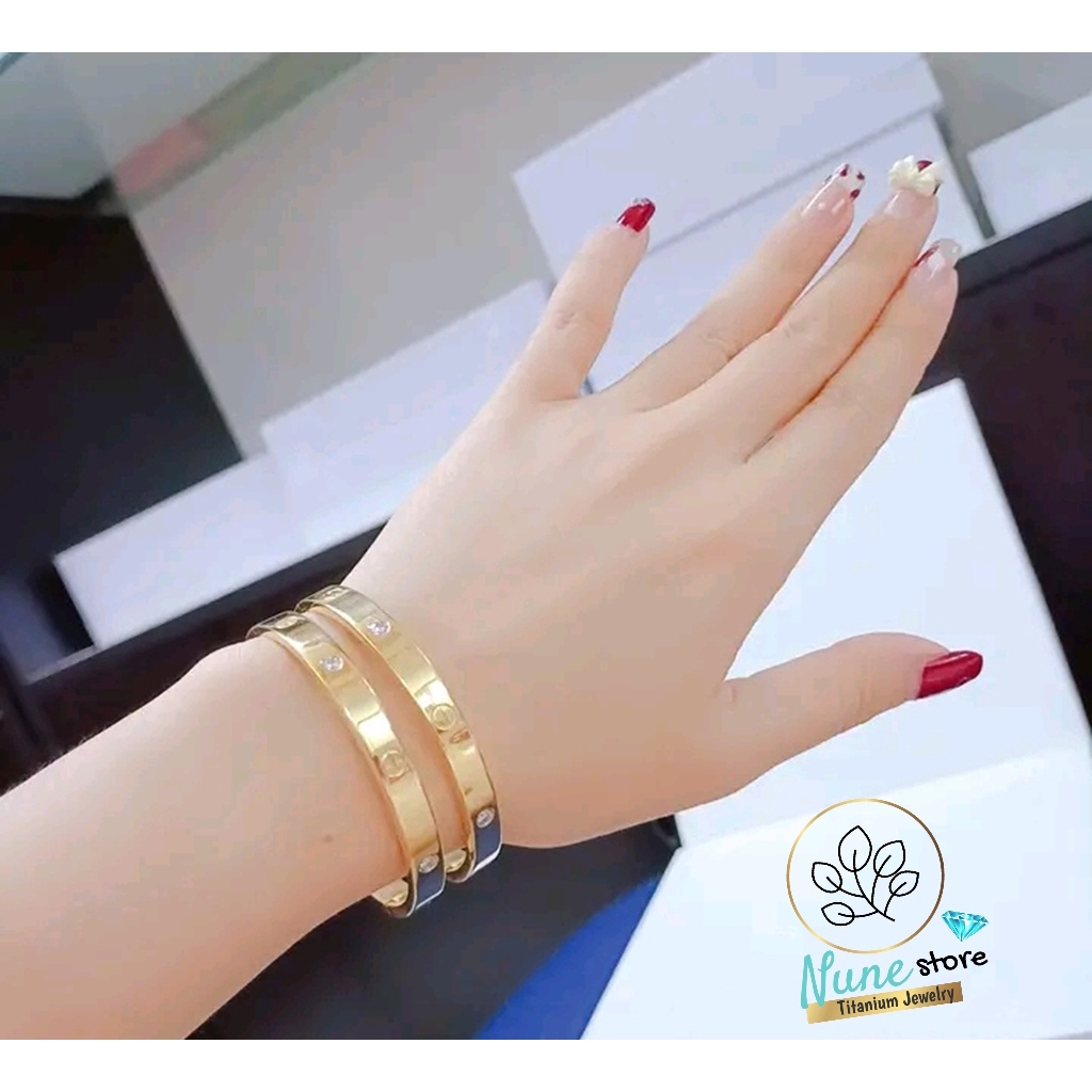 Vòng tay, lắc tay titan nữ không gỉ cao cấp form tròn Nune store kiểu Hàn Quốc