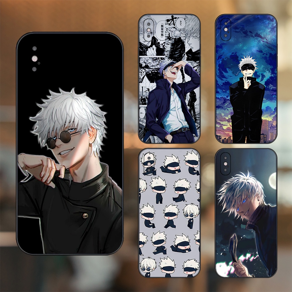 Ốp lưng iPhone X, Xs dẻo đen cạnh vuông in hình Satoru Jujutsu Kaisen