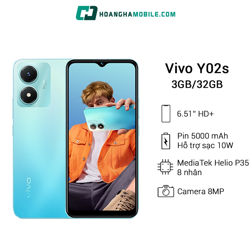 Điện Thoại Vivo Y02s 3GB/32GB Pin 5000mAh Bảo Hành 12 Tháng Chính Hãng - Hoàng Hà Mobile