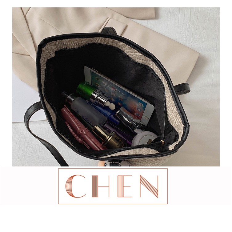 Túi đeo vai túi xách nữ CHEN, tui tote a4 đi làm vải canvas trơn style ulzzang Hàn Quốc TX43