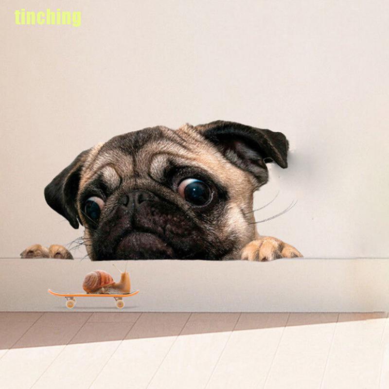 Miếng Dán Trang Trí Cửa Sổ Xe Hơi Hình Chó Pug 3D Dễ Thương