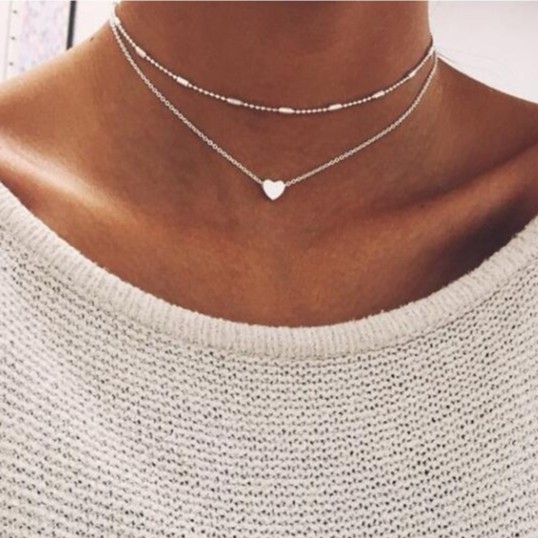 vòng cổ Nhiều Lớp Mặt Trái Tim