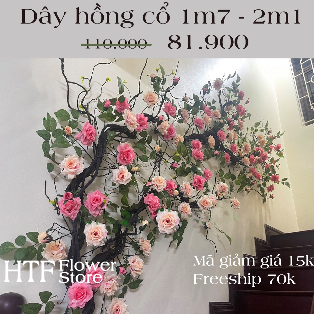 Dây Hồng Cổ, Dây Hoa Giả Trang Trí, Dài 1m7 và 2m1