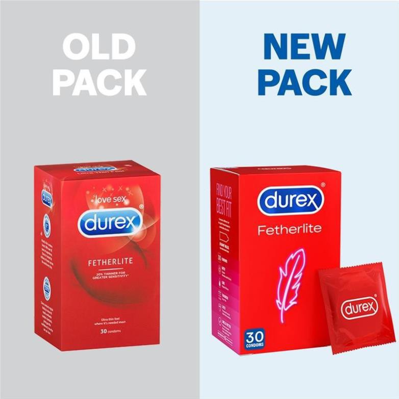 Hộp 30 Cái Bao Cao Su Durex Fetherlite Ultra Thin Feel Condoms xịn