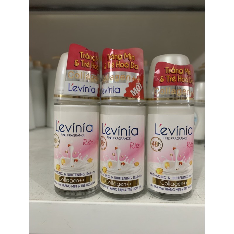 Lăn khử mùi trắng mịn và trẻ hóa da Levinia Collagen 55g(Mầu Hồng)