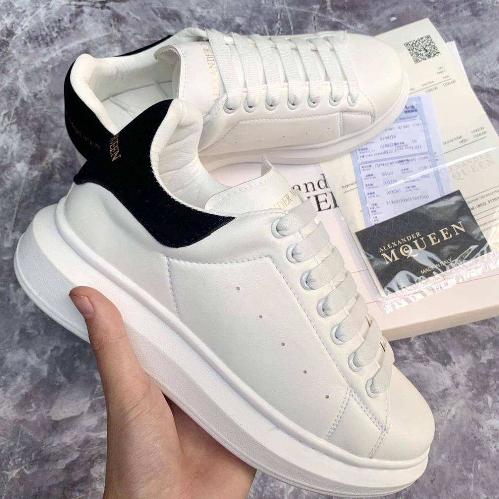 Giày thể thao,Sneakers nam nữ MC.Q trắng gót đen,phản quang tăng chiều cao 5cm,êm chân
