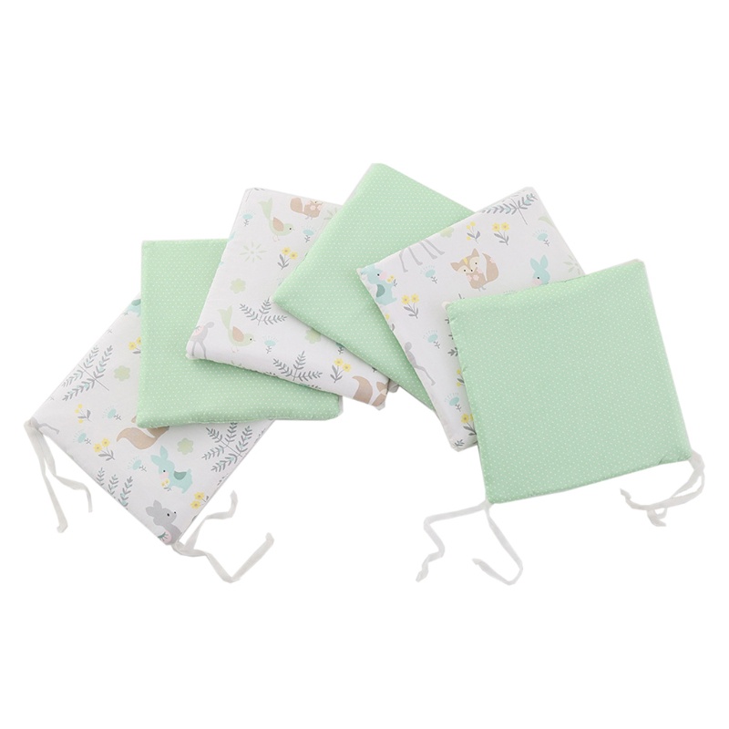 Set 6 Gối Chắn Giường Em Bé Sơ Sinh Bằng Vải Cotton Mềm Mại