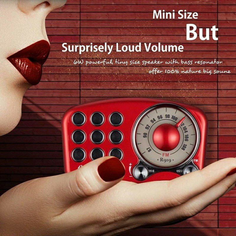 Đỏ Retro Loa Bluetooth Vintage Đài Phát Thanh-Greadio Đài FM Với Cổ Phong Cách Cổ Điển Mạnh Tăng Cường Bass Âm Lượng To
