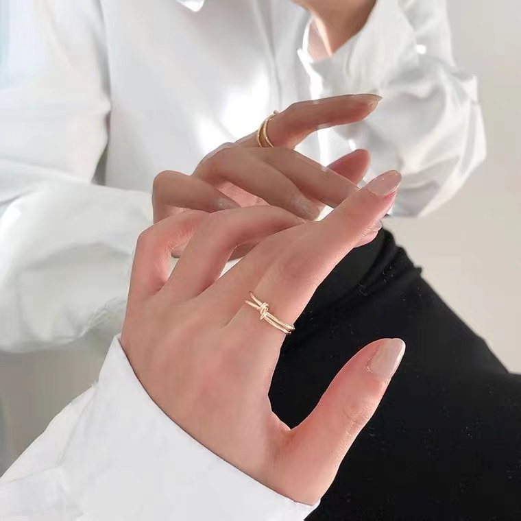 Nhẫn Hở Thắt Nút Có Thể Điều Chỉnh Phong Cách Thời Trang Hàn Quốc