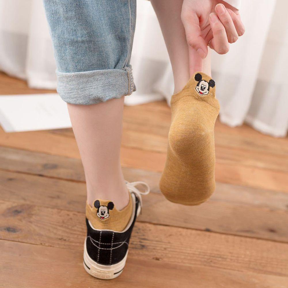 Vớ Cổ Thấp Màu Trơn Thêu Họa Tiết Hoạt Hình Chuột Mickey Thời Trang Cho Nữ