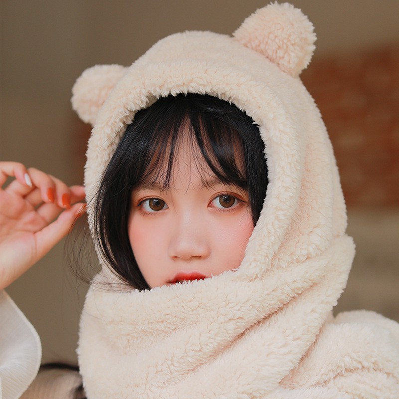 [Mã FAWINTER hoàn 15% xu đơn 99K] 💎FREE SHIP💎 HÀNG SẴN Mũ Lông liền Khăn Tai Gấu Trùm Đầu Choàng Cổ Cao Cấp Cực Ấm Áp | BigBuy360 - bigbuy360.vn