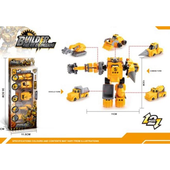 Set 5 Xe Tải Đồ Chơi Biến Hình 777 - Robot Cho Bé