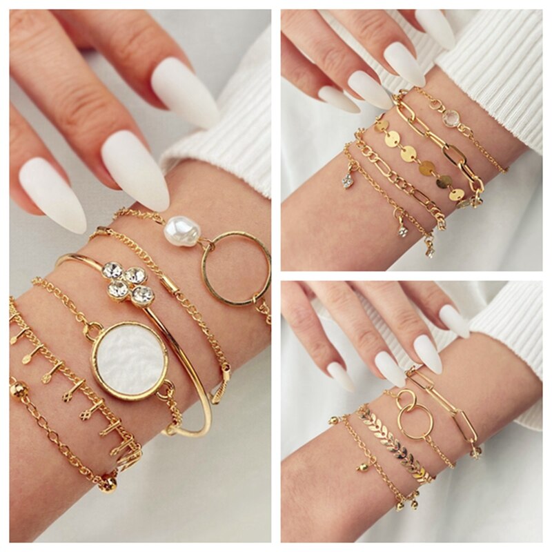 Set 6 Vòng Tay Kiểu Dáng Thời Trang Phong Cách Cho Nữ